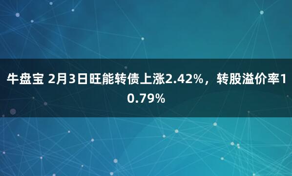 牛盘宝 2月3日旺能转债上涨2.42%，转股溢价率10.79%